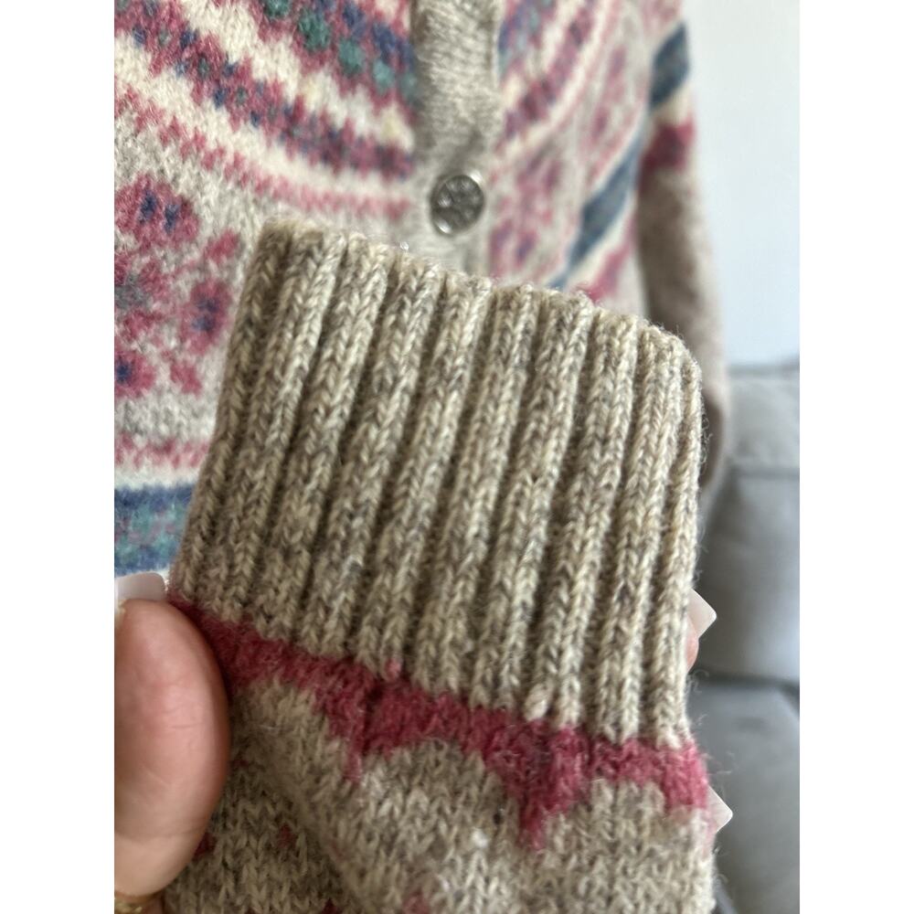 Vintage Eddie Bauer Sweater L Nordic Fair Isle Granny Button Womans - Picture 5 of 10